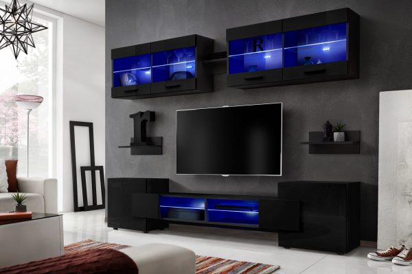 Ensemble de meubles RTV Foggia, noir/noir – Image 2