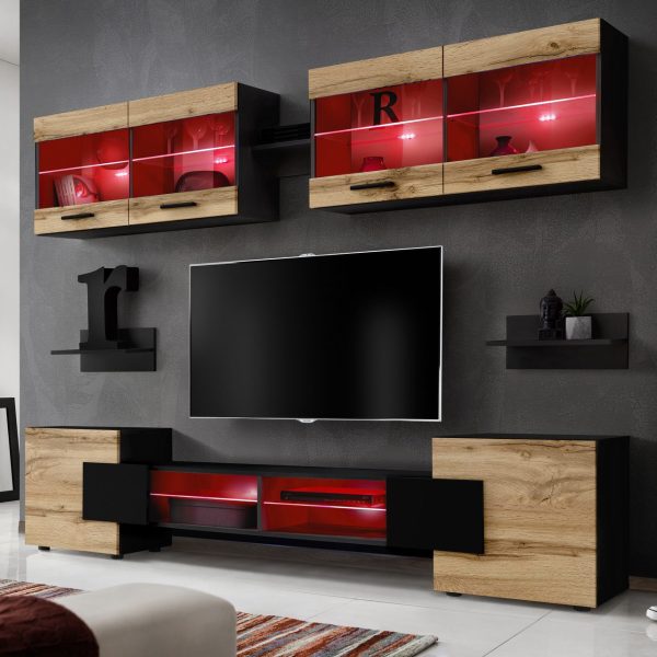 Ensemble de meubles RTV Foggia, Wotan/Noir LED RVB – Image 2