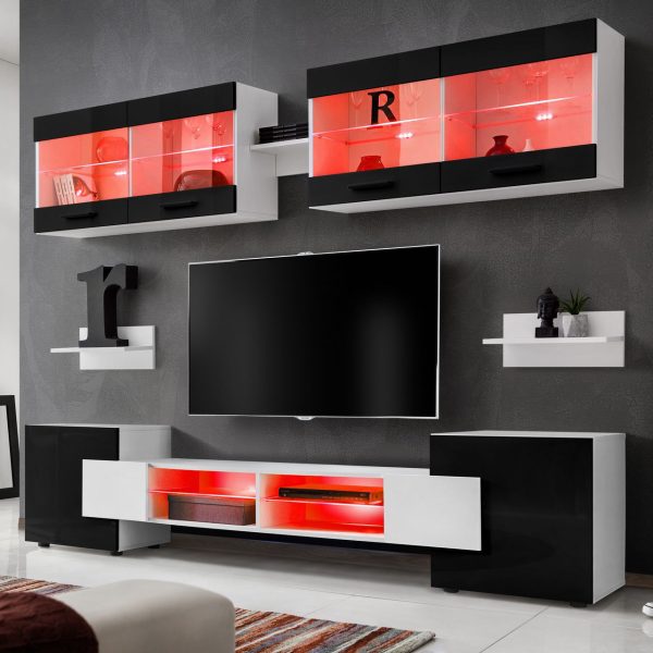 Ensemble de meubles RTV Foggia, Noir/Blanc LED RVB – Image 2