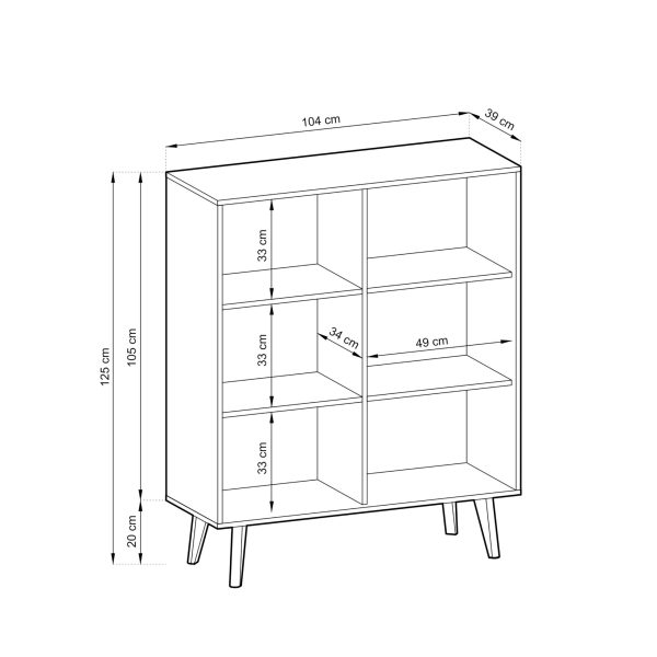 Saskatoon KD104 – commode, noir, chêne artisanal, largeur 104 cm, hauteur 125 cm, profondeur 39 cm – Image 5
