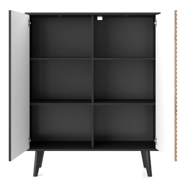 Saskatoon KD104 – commode, noir, chêne artisanal, largeur 104 cm, hauteur 125 cm, profondeur 39 cm – Image 4