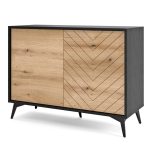 Jasper K104 – Commode, évoquer le chêne, noir, largeur 104 cm, hauteur 119 cm, profondeur 39 cm