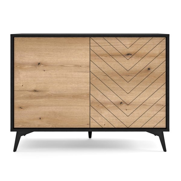 Jasper K104 – Commode, évoquer le chêne, noir, largeur 104 cm, hauteur 119 cm, profondeur 39 cm – Image 2