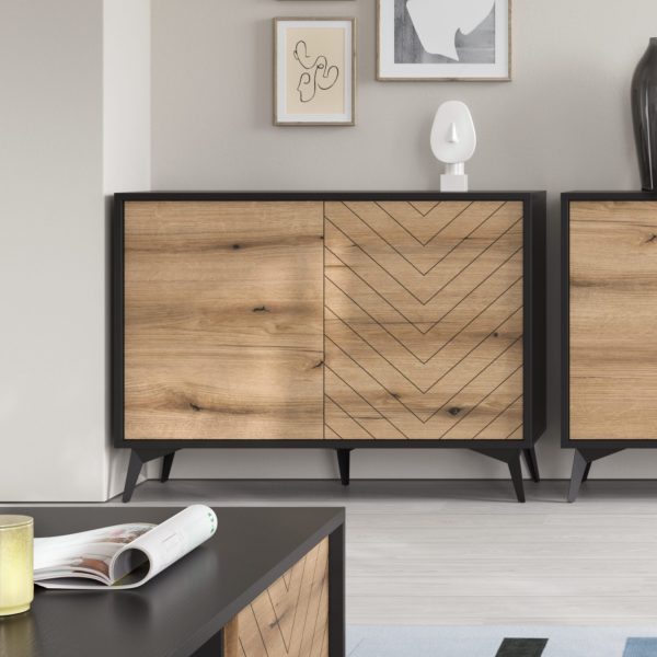 Jasper K104 – Commode, évoquer le chêne, noir, largeur 104 cm, hauteur 119 cm, profondeur 39 cm – Image 3