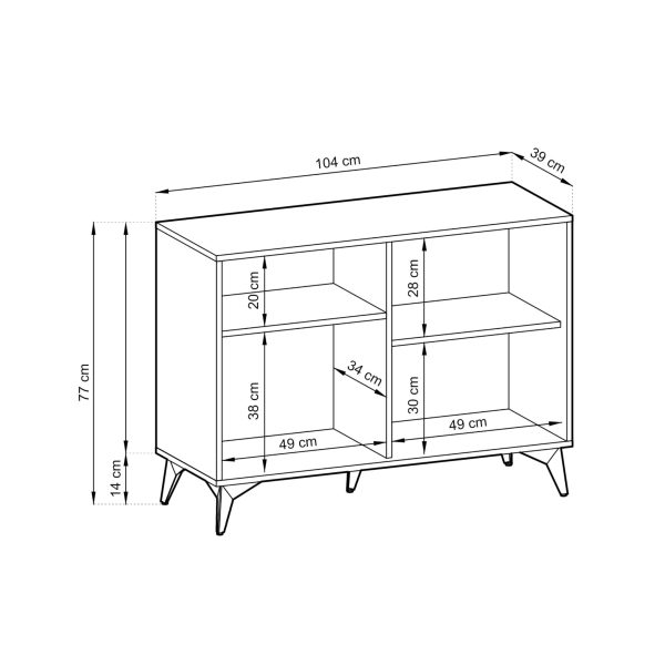 Jasper K104 – Commode, évoquer le chêne, noir, largeur 104 cm, hauteur 119 cm, profondeur 39 cm – Image 4