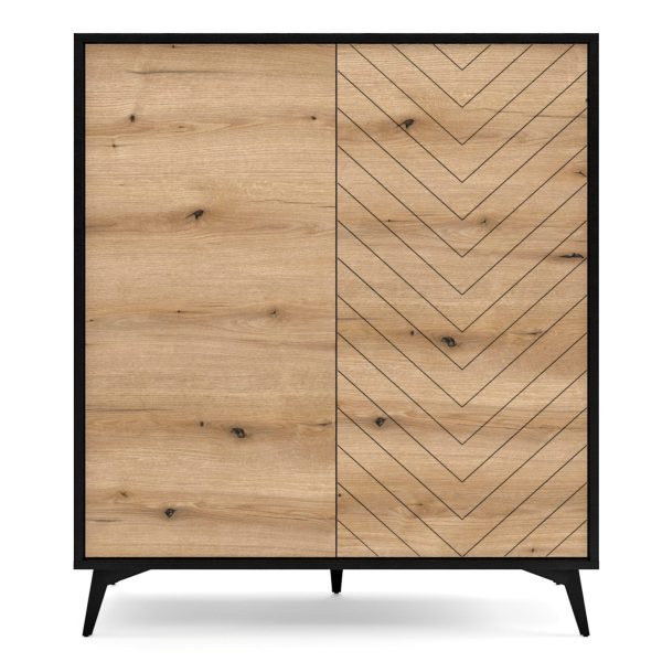 Jasper KD104 – Commode, évoque le chêne, noir, largeur 104 cm, hauteur 77 cm, profondeur 39 cm – Image 4