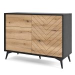 Commode Jasper KSZ104 – commode, évoquer le chêne, noir, largeur 104 cm, hauteur 77 cm, profondeur 39 cm