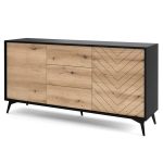 Jasper KSZ154 – commode, évoquer le chêne, noir, largeur 154 cm, hauteur 77 cm, profondeur 39 cm