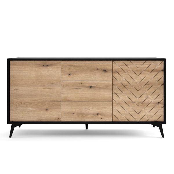 Jasper KSZ154 – commode, évoquer le chêne, noir, largeur 154 cm, hauteur 77 cm, profondeur 39 cm – Image 2