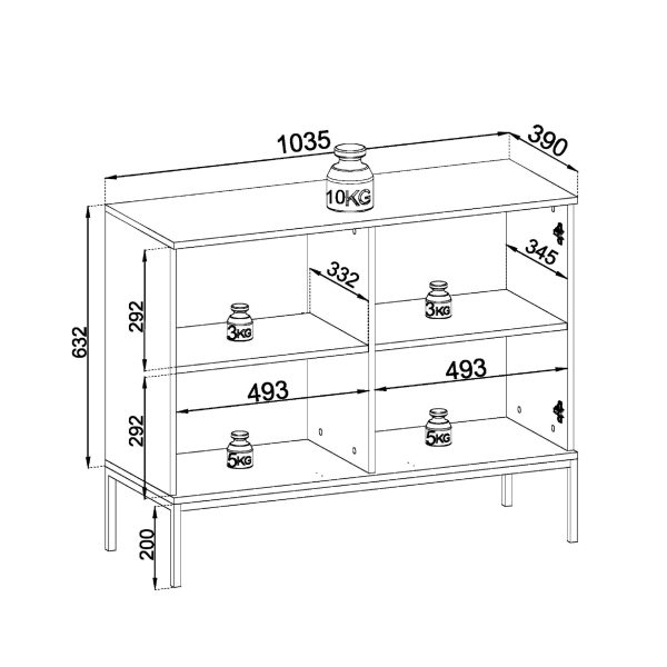 Laval K104 LED – commode à trois portes avec éclairage, cachemire, largeur 104 cm, hauteur 83 cm, profondeur 39 cm – Image 5