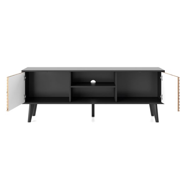 Saskatoon RTV154 – Meuble TV, noir, chêne artisanal, largeur 154 cm, hauteur 56 cm, profondeur 39 cm – Image 4