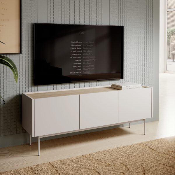 Meuble TV Kelowna – cachemire, chêne linea – largeur 144 cm, hauteur 55 cm, profondeur 37 cm – Image 5