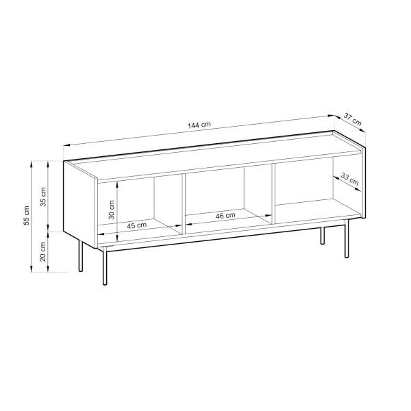 Meuble TV Kelowna – cachemire, chêne linea – largeur 144 cm, hauteur 55 cm, profondeur 37 cm – Image 4
