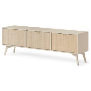 Tofino RTV158 – Meuble TV, beige sable, skandi à chevrons, largeur 158 cm, hauteur 52 cm, profondeur 38 cm
