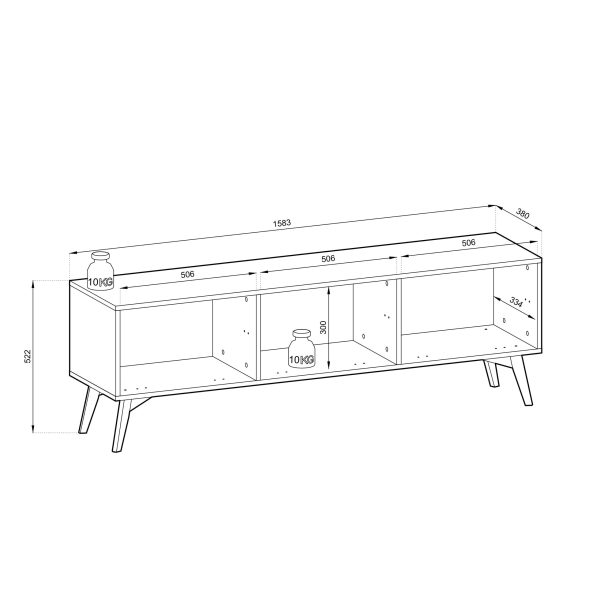 Tofino RTV158 – Meuble TV, beige sable, skandi à chevrons, largeur 158 cm, hauteur 52 cm, profondeur 38 cm – Image 5