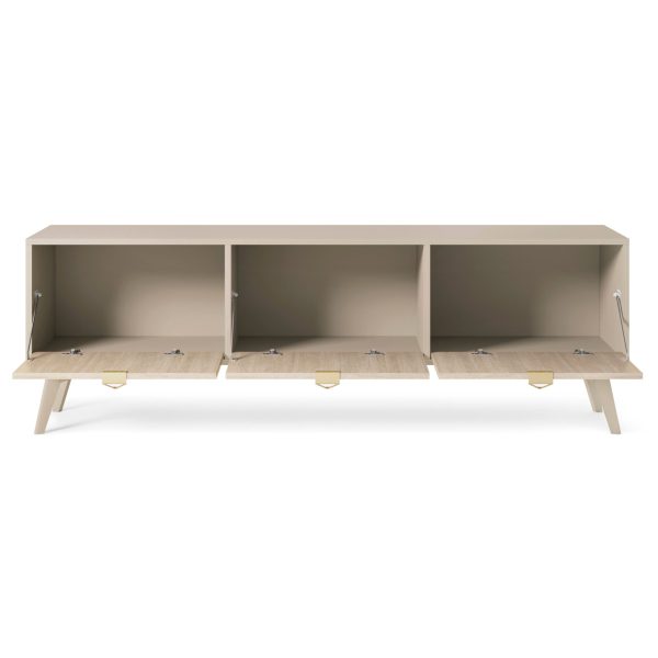 Tofino RTV158 – Meuble TV, beige sable, skandi à chevrons, largeur 158 cm, hauteur 52 cm, profondeur 38 cm – Image 4