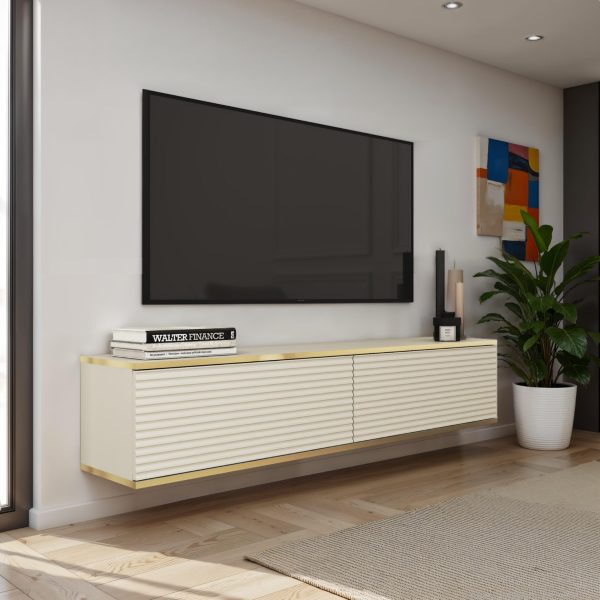Banff RTV135 MDF – Meuble TV, beige mat, chêne artisanal, largeur 135 cm, hauteur 30 cm, profondeur 32 cm – Image 2
