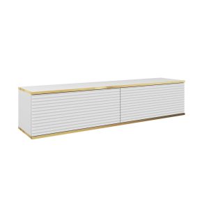 Banff RTV135 MDF – Meuble TV, blanc mat, chêne artisanal, largeur 135 cm, hauteur 30 cm, profondeur 32 cm
