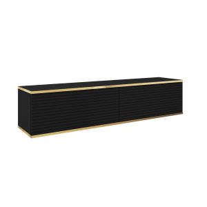 Banff RTV135 MDF – Meuble TV, noir mat, chêne artisanal, largeur 135 cm, hauteur 30 cm, profondeur 32 cm