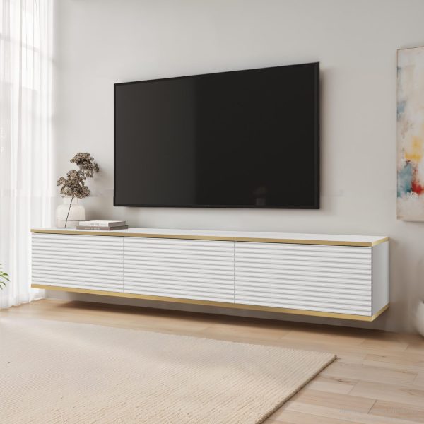 Banff RTV175 MDF – Meuble TV, blanc mat, chêne artisanal, largeur 175 cm, hauteur 30 cm, profondeur 32 cm – Image 2