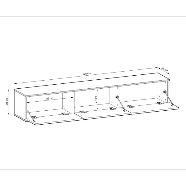 Banff RTV175 MDF – Meuble TV, blanc mat, chêne artisanal, largeur 175 cm, hauteur 30 cm, profondeur 32 cm – Image 3