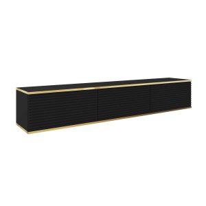 Banff RTV175 MDF – Meuble TV, noir mat, chêne artisanal, largeur 175 cm, hauteur 30 cm, profondeur 32 cm