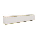 Banff RTV175 – Meuble TV, façade lisse blanche, chêne artisanal, largeur 175 cm, hauteur 30 cm, profondeur 32 cm
