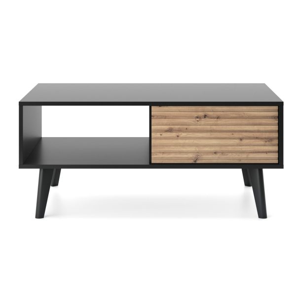 Saskatoon L104 – banc, noir, chêne artisanal, largeur 104 cm, hauteur 48 cm, profondeur 68 cm – Image 11