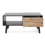 Saskatoon L104 – banc, noir, chêne artisanal, largeur 104 cm, hauteur 48 cm, profondeur 68 cm