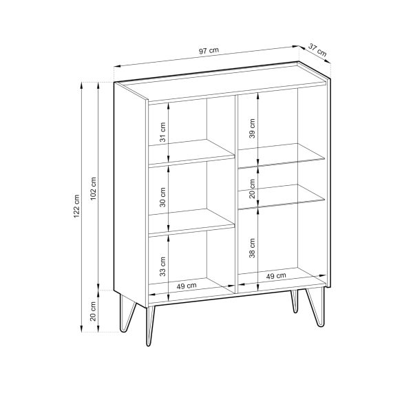 Canmore – Armoire à portes vitrées WT97, graphite noir, marbre noir, largeur 97 cm, hauteur 122 cm, profondeur 37 cm – Image 5