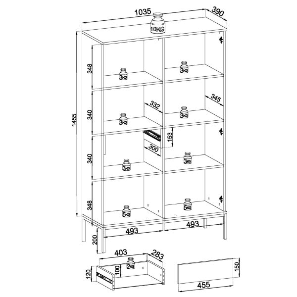Laval WTSZ104 – vitrine avec éclairage LED, cachemire, largeur 104 cm, hauteur 166 cm, profondeur 39 cm – Image 5