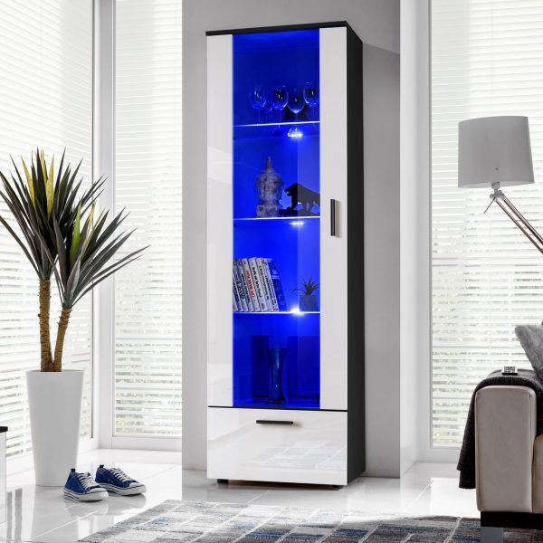 Présentoir sur pied Alessandria, blanc/noir Éclairage LED bleu – Image 2