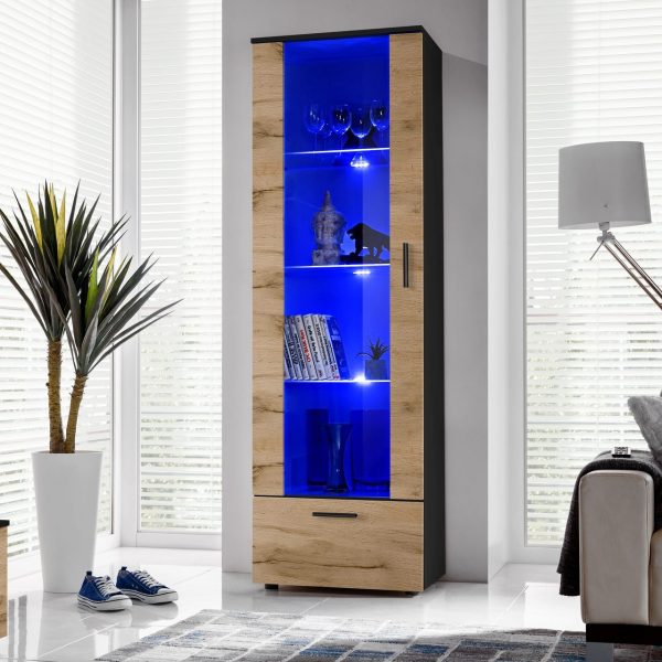 Présentoir sur pied Alessandria, Wotan/noir Éclairage LED bleu – Image 2