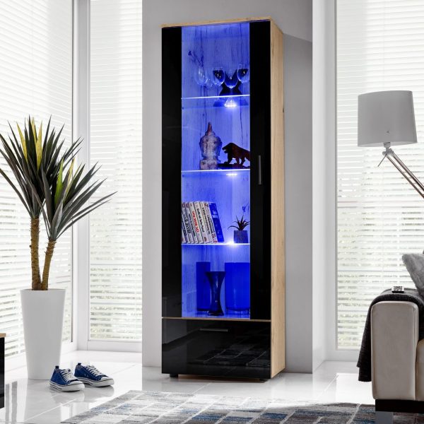 Présentoir sur pied Alessandria, noir/éclairage LEDotan bleu – Image 2