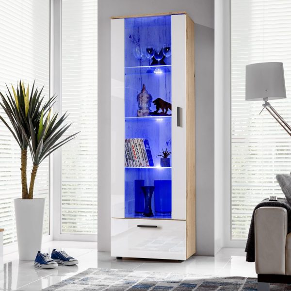 Présentoir sur pied Alessandria, blanc/éclairage LEDotan bleu – Image 2