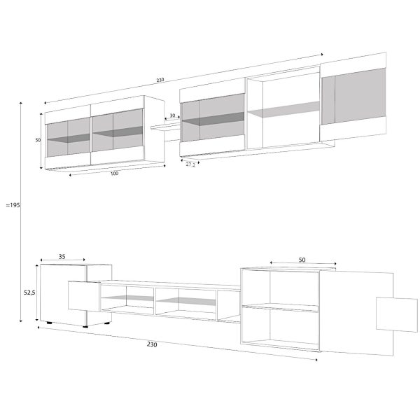 Ensemble de meubles RTV Foggia, Wotan/Noir LED RVB – Image 3
