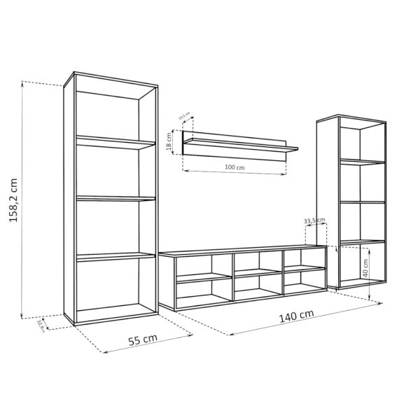 Ensemble de meubles Taranto Grande RTV, noir – Image 3