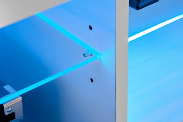  Set, Furniture, Tivoli SET3, Blanc/Noir,  Largeur 240cm x Hauteur 159cm x Profondeur 35cm, LED Bleu, pour Salon,  Chambre à coucher – Image 3