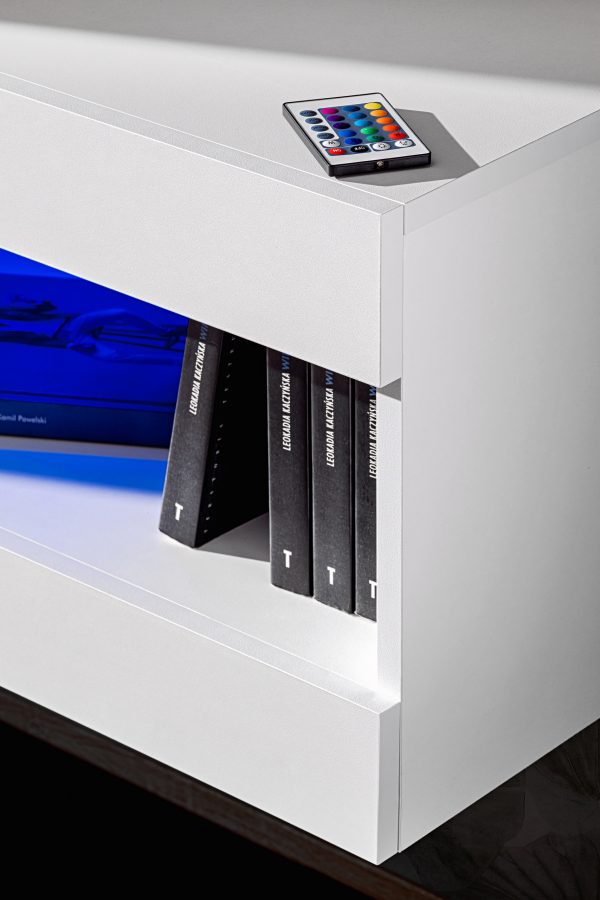 Set, Furniture, Tivoli SET6, Noir/Blanc, Largeur 200cm x Hauteur 195cm x Profondeur 35cm, LED Bleu, pour Salon, Chambre à coucher – Image 3