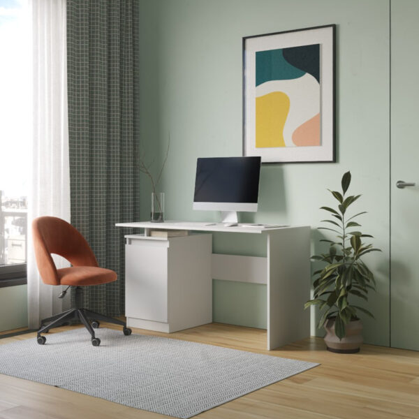 Bureau SOLA - Spacieux - Fermé - Blanc - Largeur 120 cm, Hauteur 73 cm, Profondeur 59 cm – Image 2