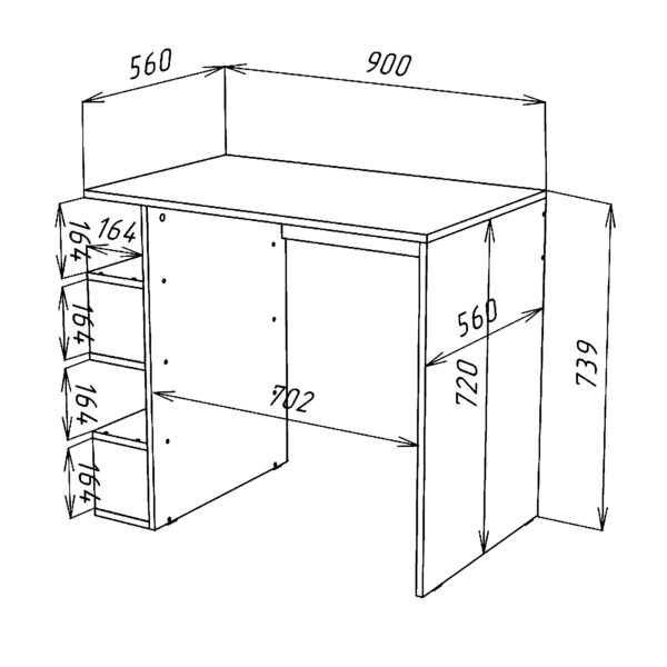 Bureau SOLA - Spacieux - Chêne Wotan - Largeur 120 cm, Hauteur 73 cm, Profondeur 59 cm – Image 3