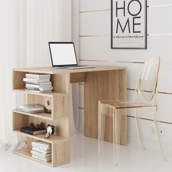 Bureau SOLA - Spacieux - Chêne Sonoma - Largeur 120 cm, Hauteur 73 cm, Profondeur 59 cm – Image 2