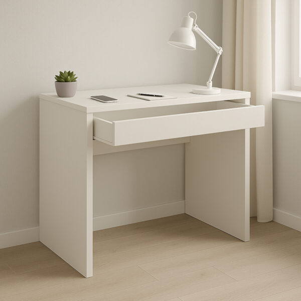 Bureau FORDE - Spacieux - Avec tiroir - Blanc - Largeur 75 cm, Hauteur 75 cm, Profondeur 50 cm – Image 4