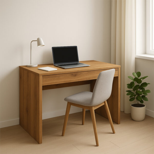 Bureau FORDE - Spacieux - Avec tiroir - Chêne Wotan - Largeur 75 cm, Hauteur 75 cm, Profondeur 50 cm – Image 2