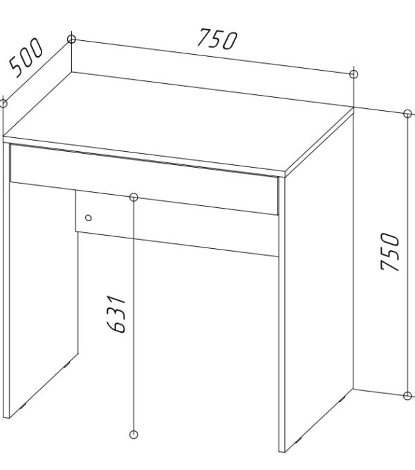 Bureau FORDE - Spacieux - Avec tiroir - Chêne Wotan - Largeur 75 cm, Hauteur 75 cm, Profondeur 50 cm – Image 3