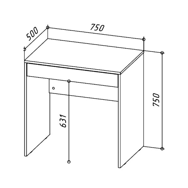 Bureau FORDE - Spacieux - Avec tiroir - Chêne Wotan - Largeur 75 cm, Hauteur 75 cm, Profondeur 50 cm – Image 4