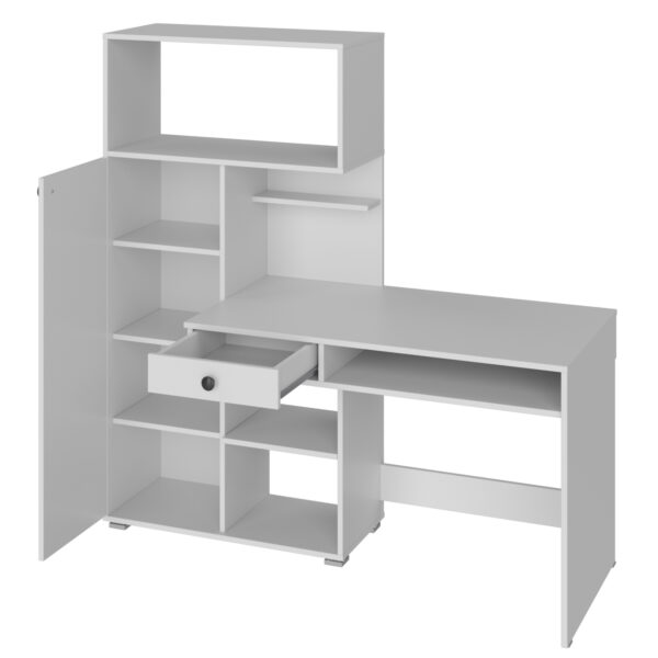 Bureau KLEPP - Spacieux - Tiroir - Blanc - Largeur 150 cm, Hauteur 149 cm, Profondeur 92 cm – Image 4