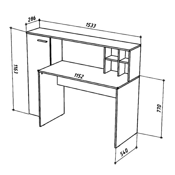Bureau FAUSKE - Spacieux - Avec tiroir - Blanc - Largeur 153 cm, Hauteur 116 cm, Profondeur 54 cm – Image 3