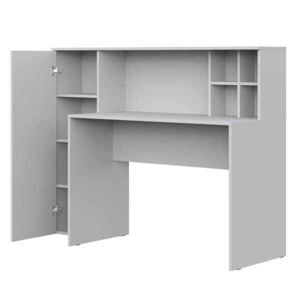 Bureau FAUSKE - Spacieux - Avec tiroir - Blanc - Largeur 153 cm, Hauteur 116 cm, Profondeur 54 cm – Image 4