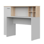 Bureau FAUSKE - Spacieux - Avec Armoire - Chêne Sonoma - Blanc - Largeur 153 cm, Hauteur 116 cm, Profondeur 54 cm